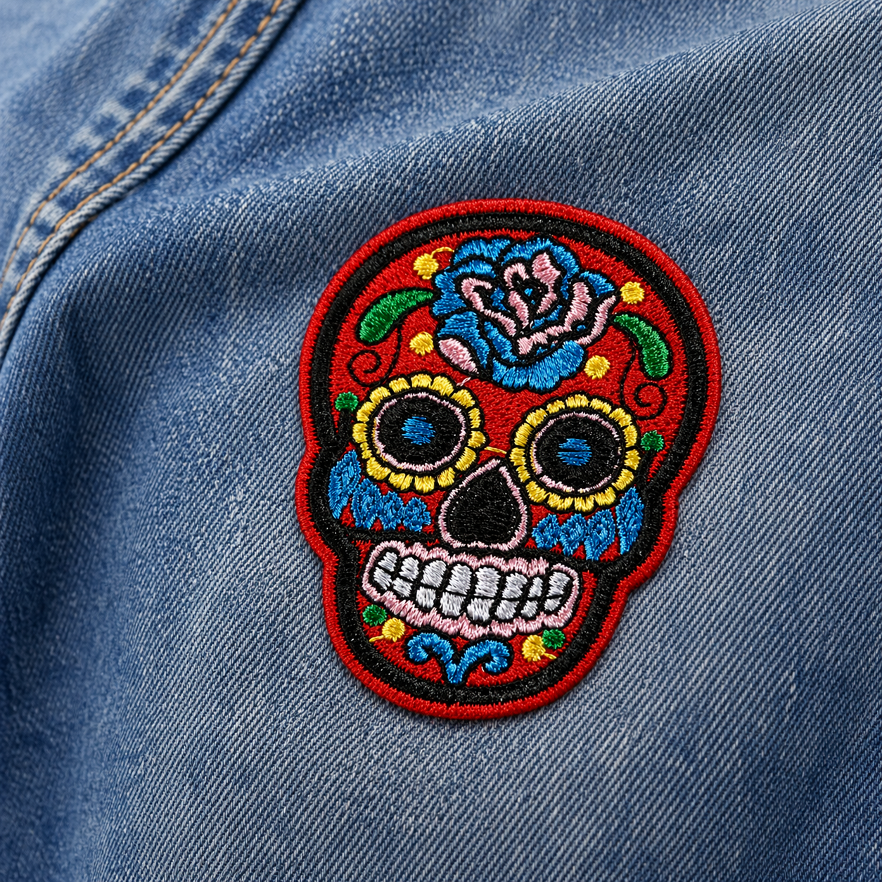 Totenkopf Rot – Aufnäher zum Aufbügeln