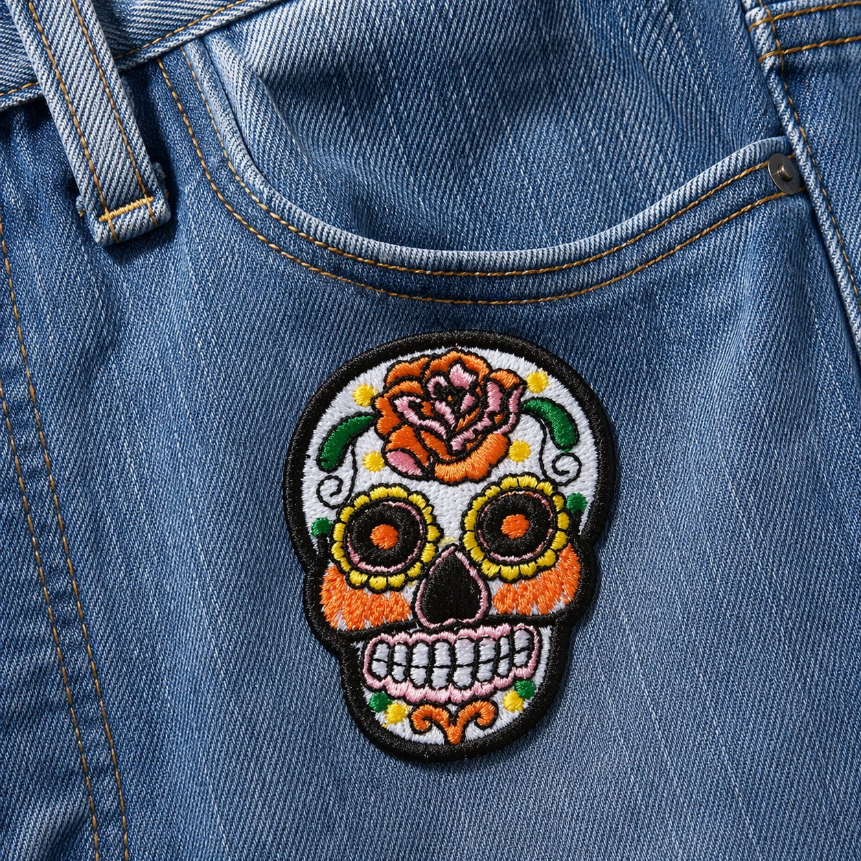 Totenkopf Weiß – Aufnäher zum Aufbügeln