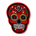 Totenkopf Rot/schwarze Augen – Aufnäher zum Aufbügeln