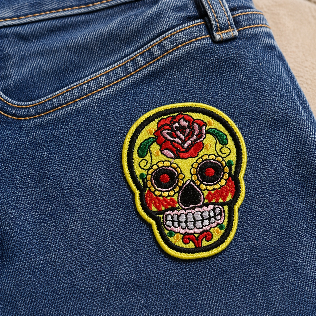 Totenkopf Gelb – Aufnäher zum Aufbügeln