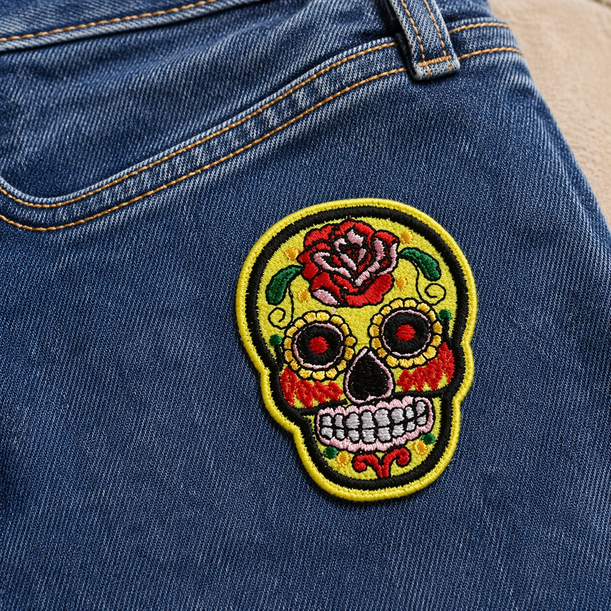 Totenkopf Gelb – Aufnäher zum Aufbügeln