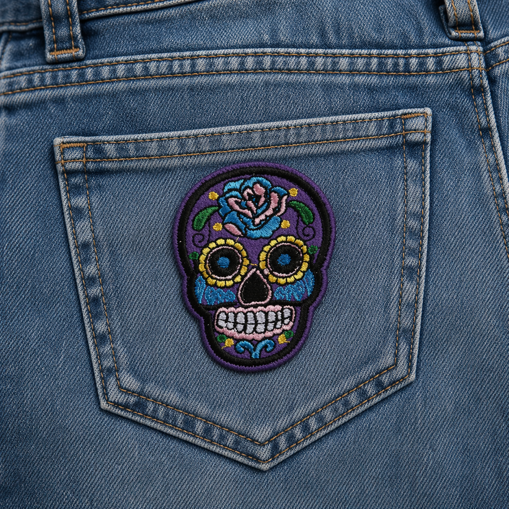 Totenkopf Lila – Aufnäher zum Aufbügeln