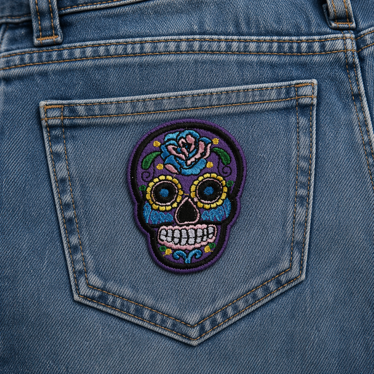 Totenkopf Lila – Aufnäher zum Aufbügeln