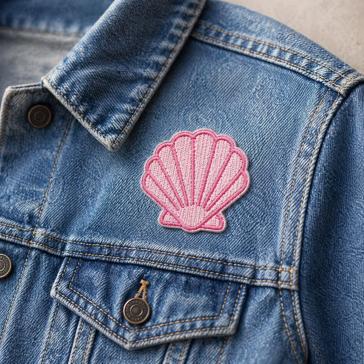 Muschel Rosa – Aufnäher zum Aufbügeln