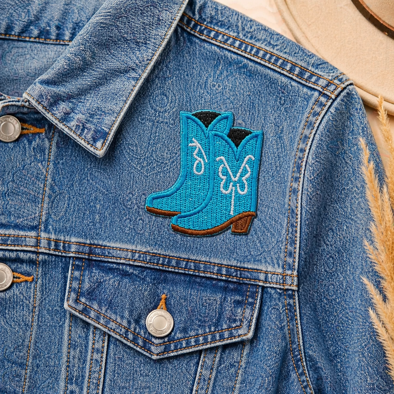 Cowboystiefel Blau – Aufnäher zum Aufbügeln