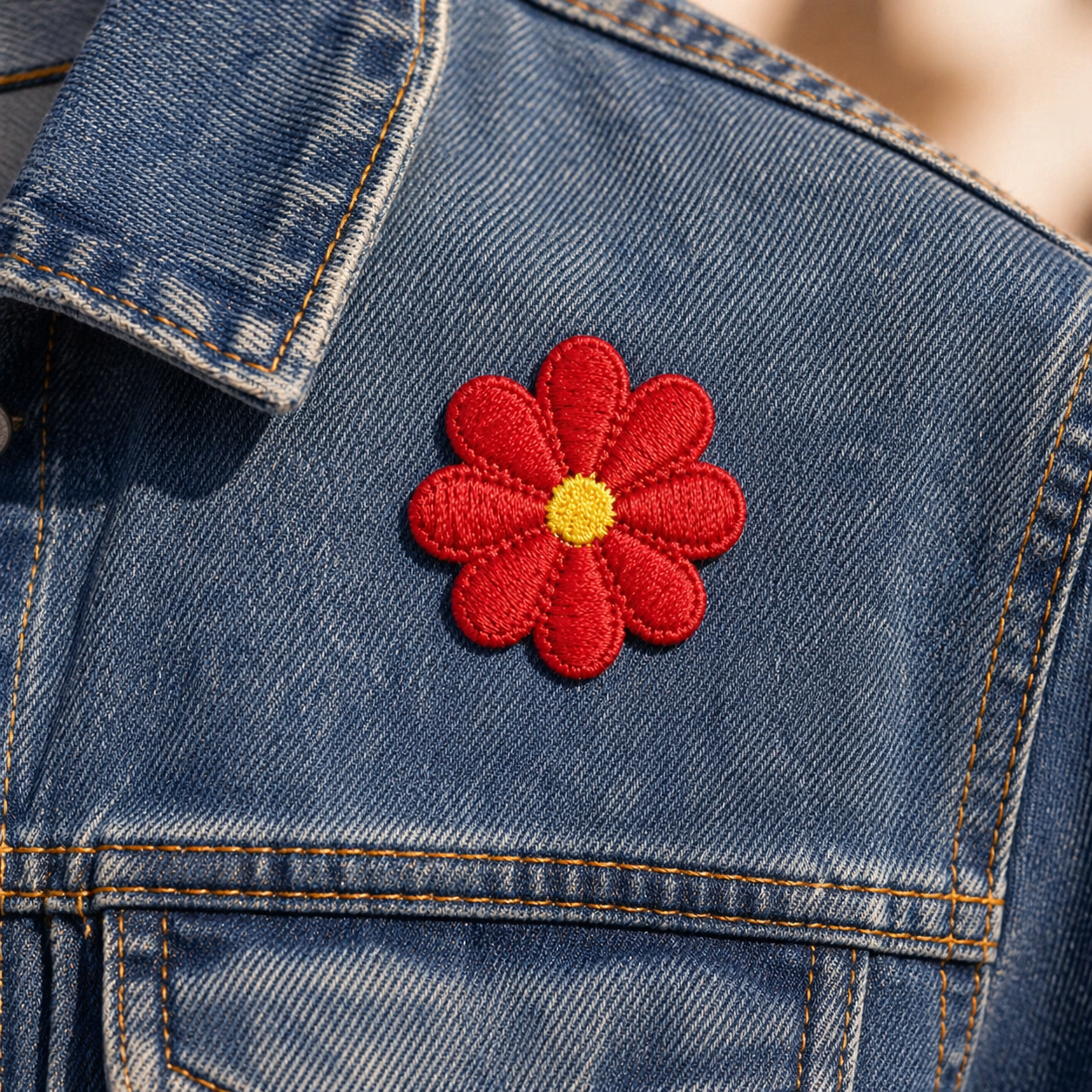 Blume Rot – Aufnäher zum Aufbügeln