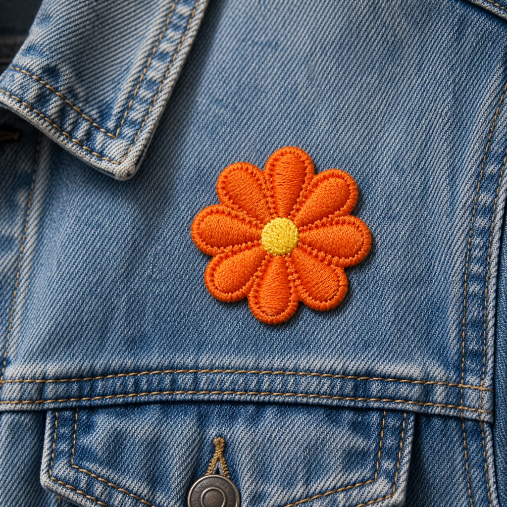 Blume Orange – Aufnäher zum Aufbügeln