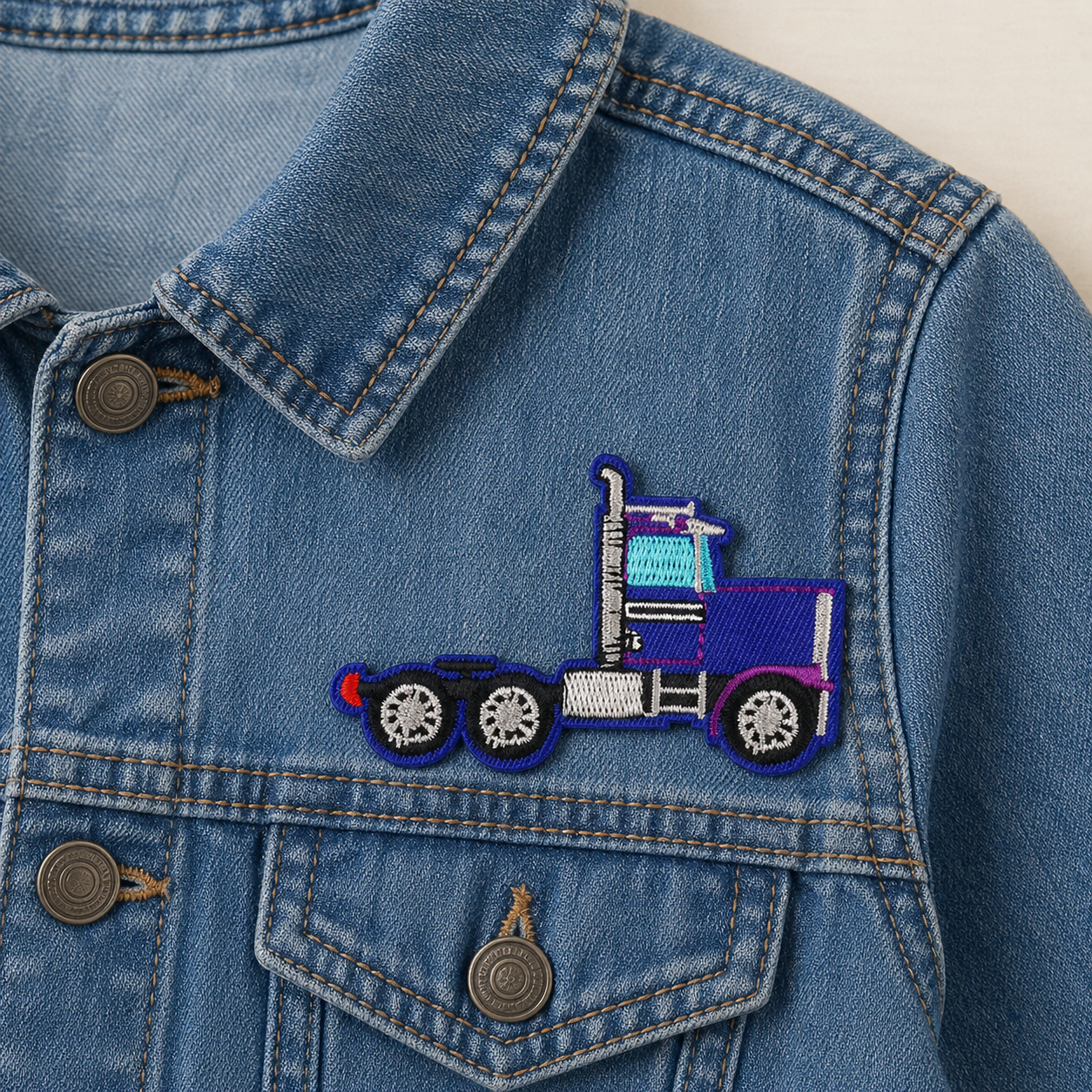 Lastwagen Blau/Lila – Aufnäher zum Aufbügeln