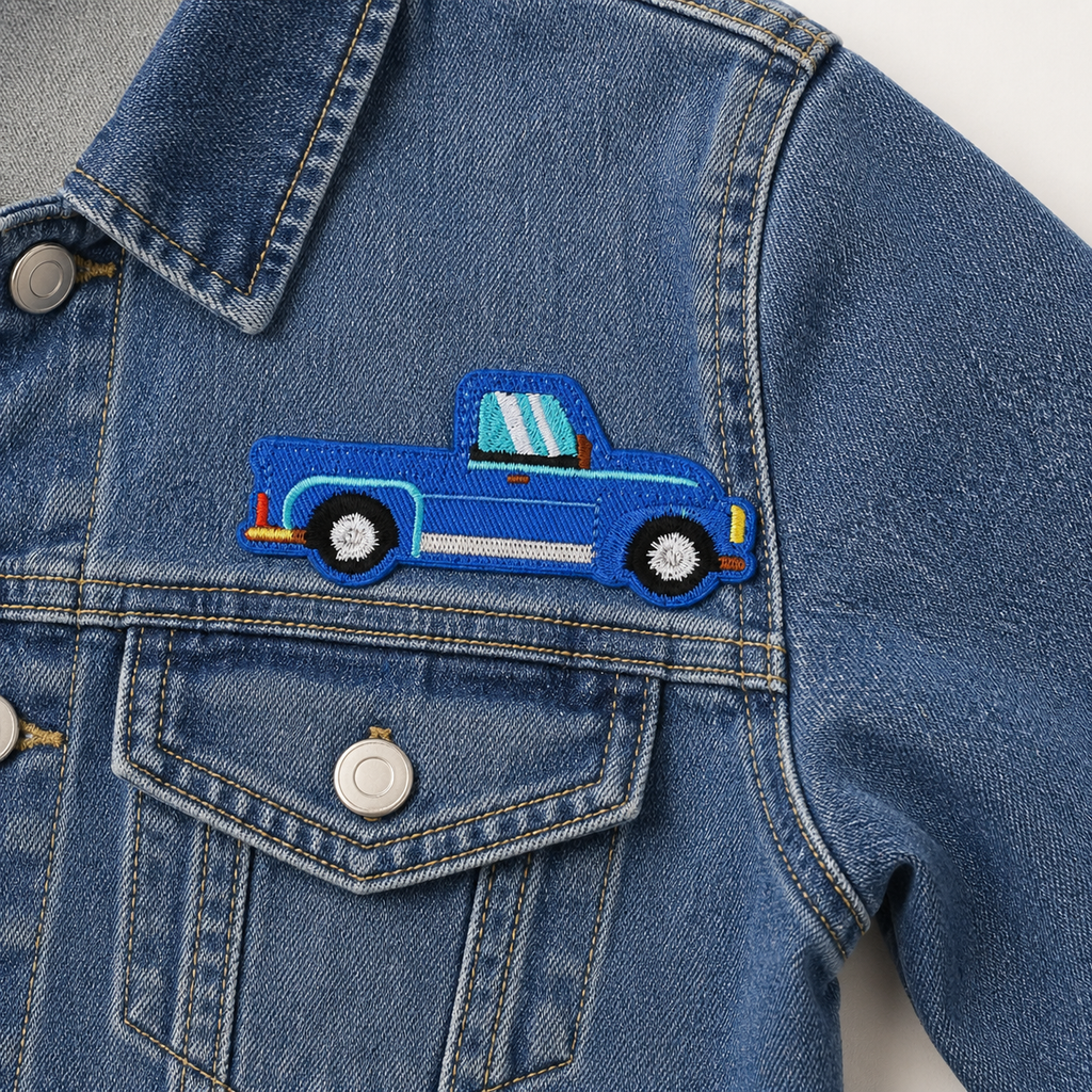 Pritschenwagen Blau – Aufnäher zum Aufbügeln