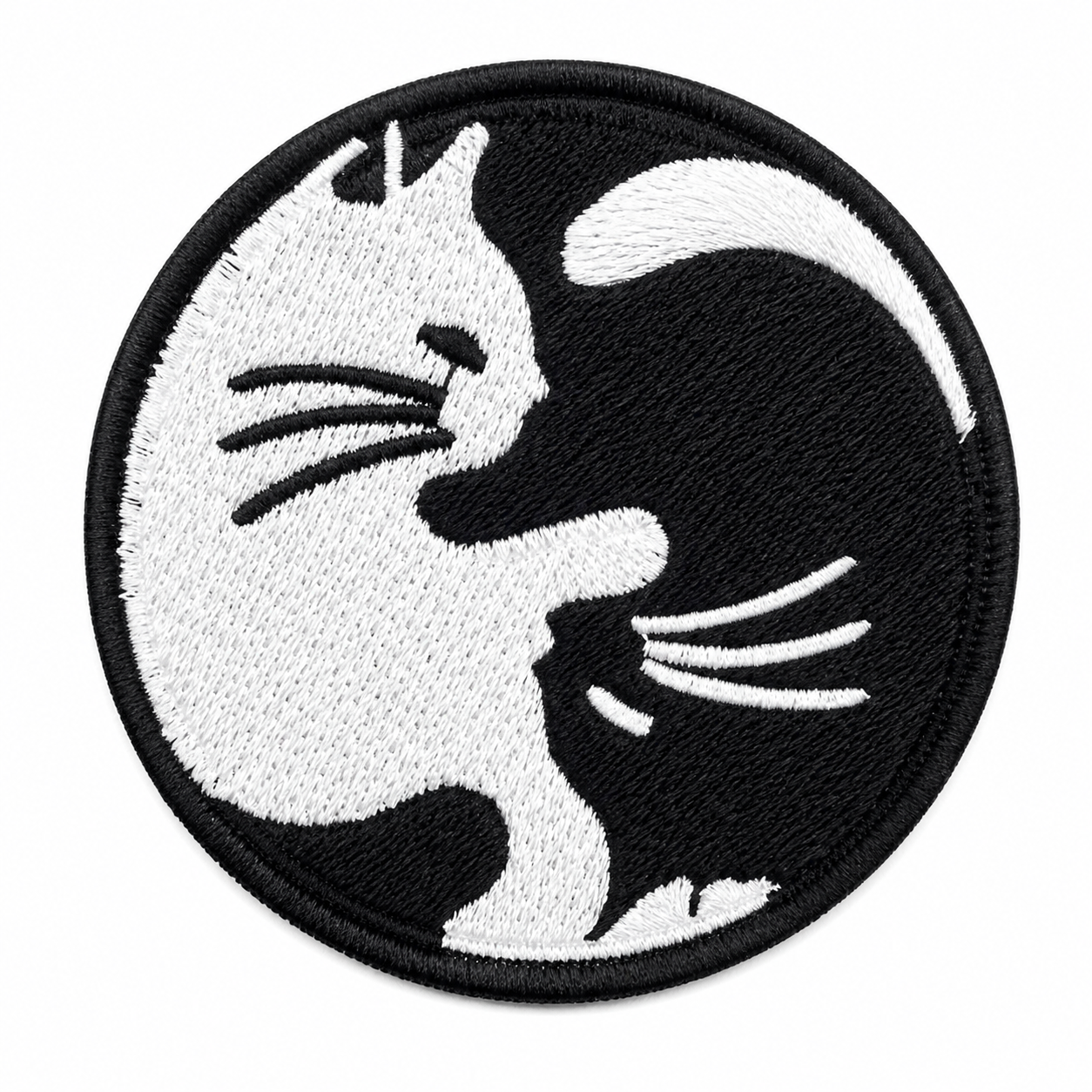 Katze Yin-Yang Schwarz/Weiß – Aufnäher zum Aufbügeln