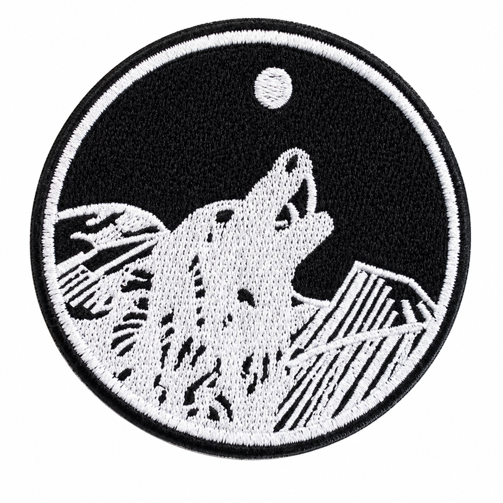 Heulender Wolf Schwarz/Weiß – Aufnäher zum Aufbügeln