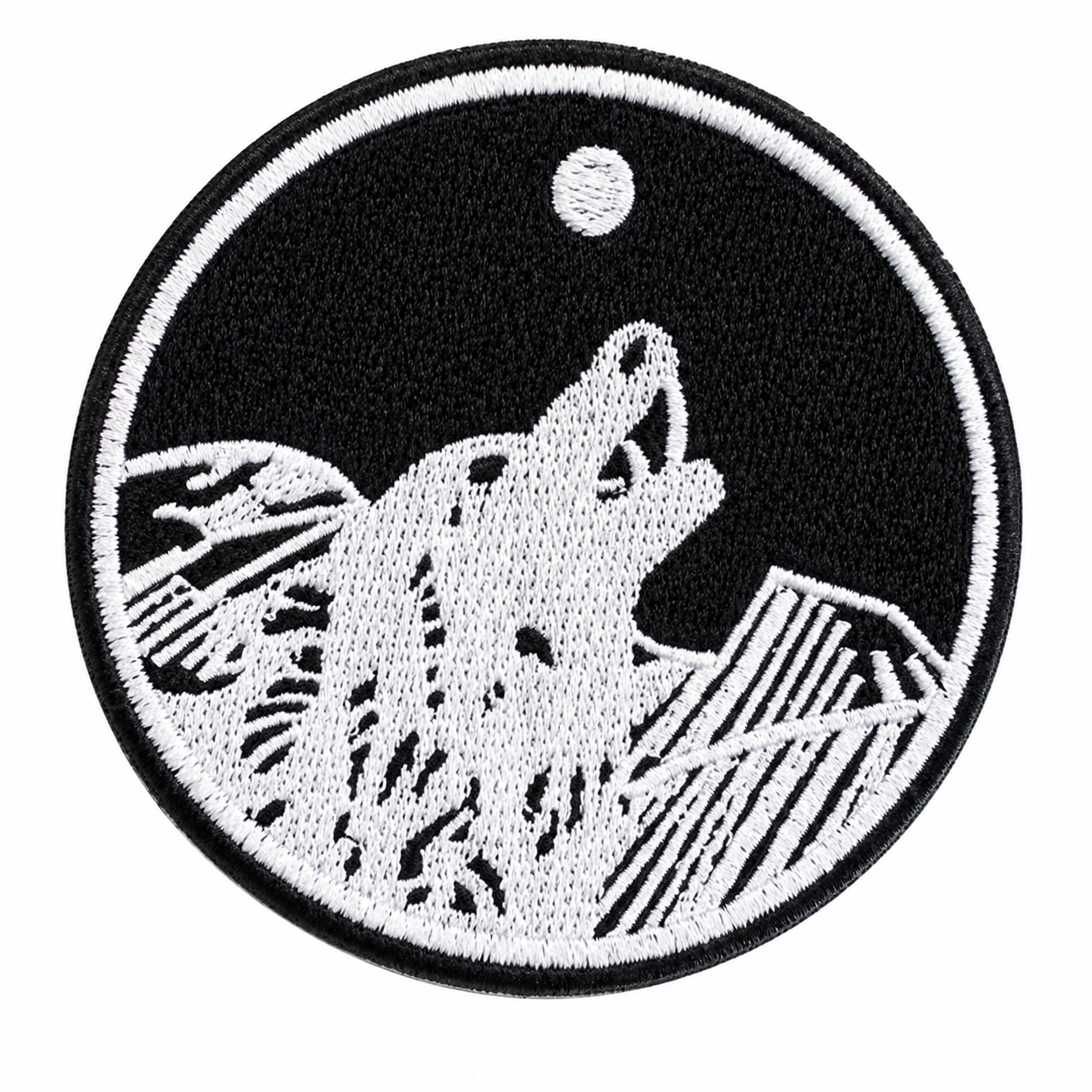 Heulender Wolf Schwarz/Weiß – Aufnäher zum Aufbügeln