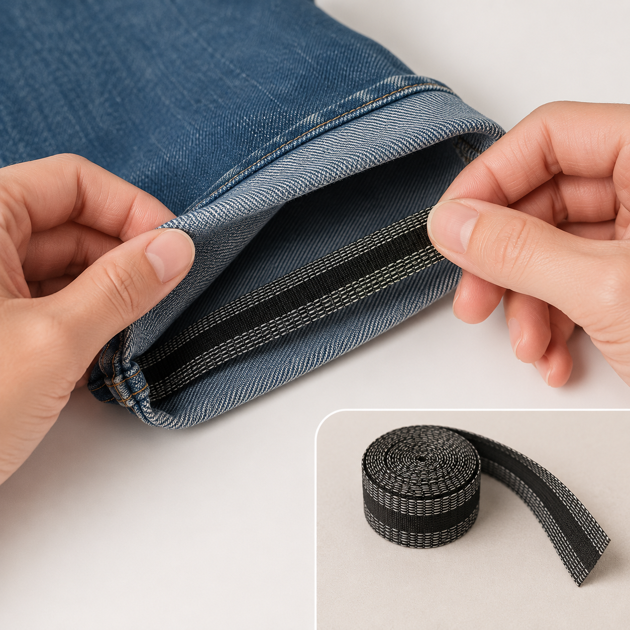 Saumband für Hosen und Gardinen – zum Aufbügeln, 2 Meter