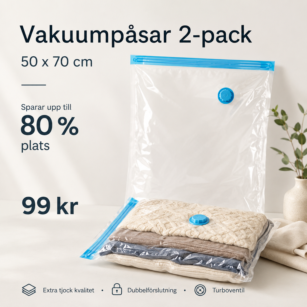 Vakuumbeutel für Kleidung und Textilien – 50×70 cm, 2er-Pack