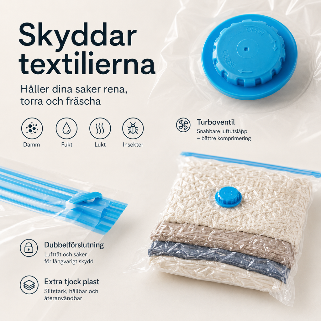 Vakuumbeutel für Kleidung und Textilien – 50×70 cm, 2er-Pack