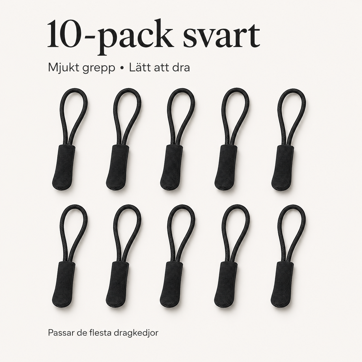 Reißverschluss-Zipper für besseren Griff – 10er-Pack