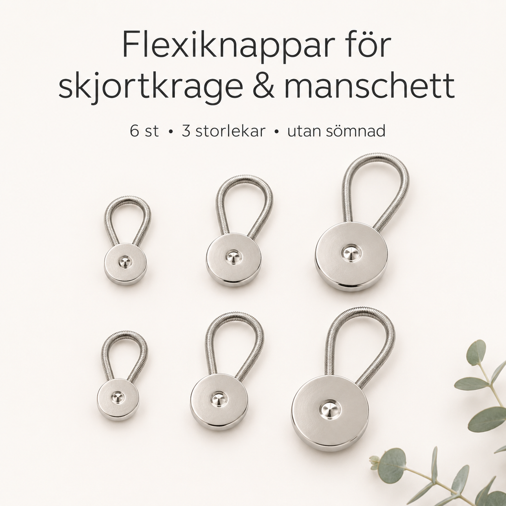 Flexiknöpfe 6er-Pack – mehr Platz an Kragen, Manschette und Bund