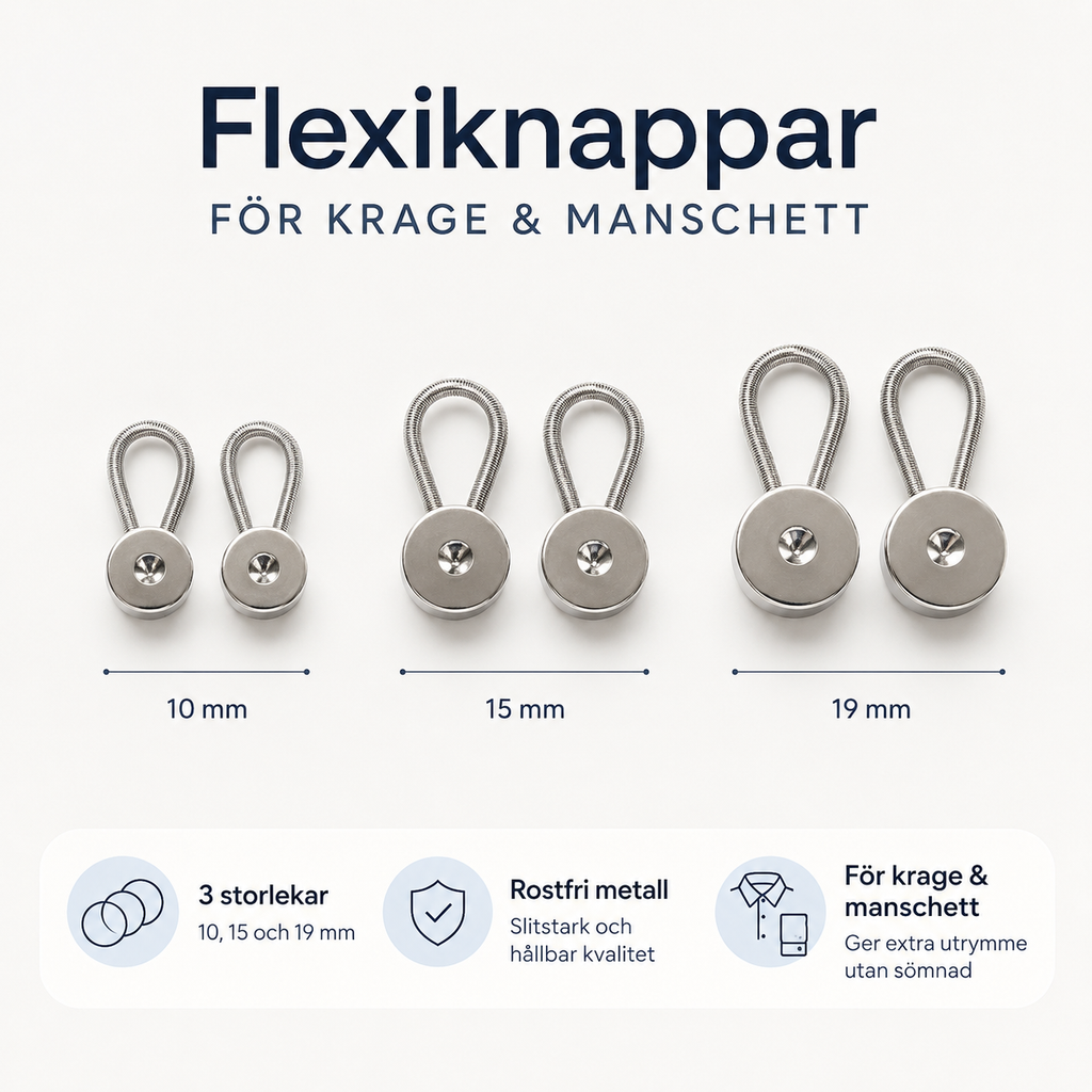 Flexiknöpfe 6er-Pack – mehr Platz an Kragen, Manschette und Bund